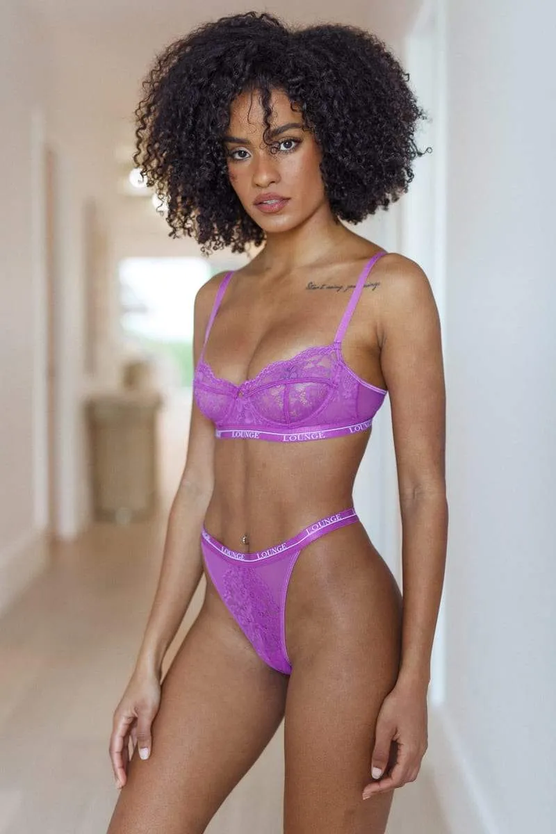 Violet Blossom Balcony Bra & Thong