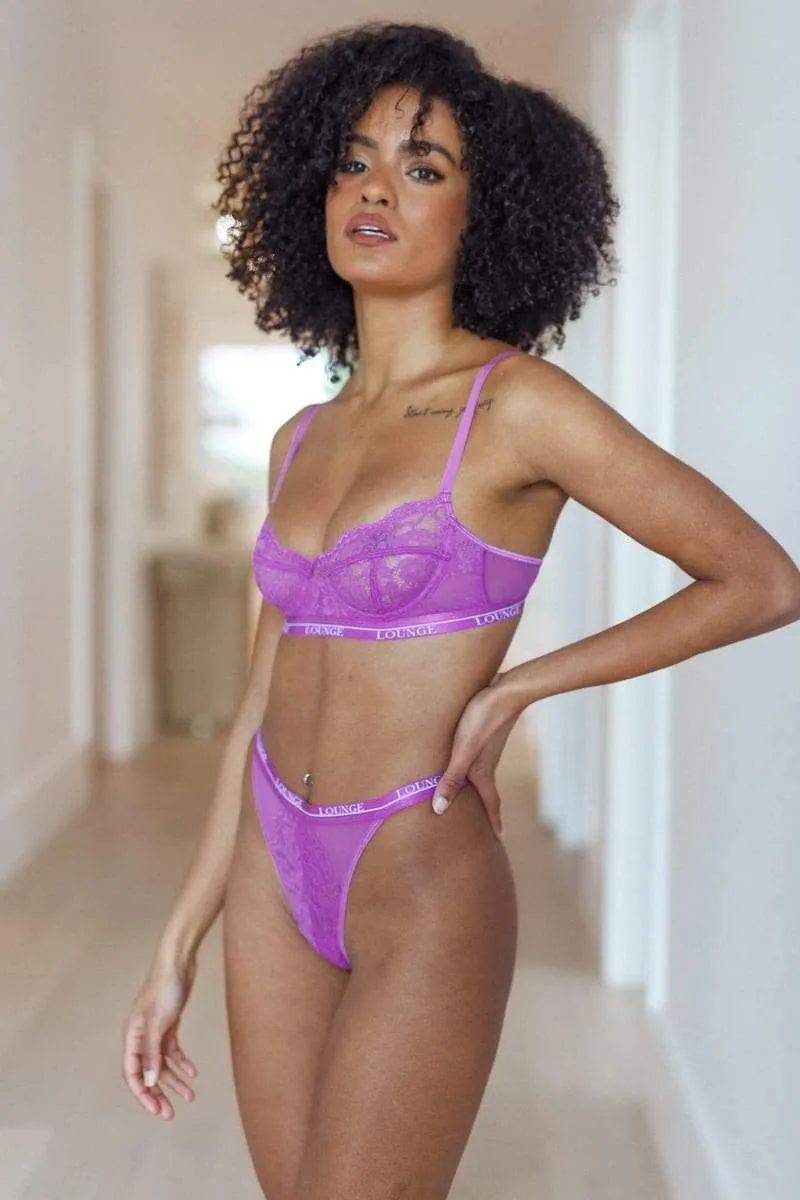 Violet Blossom Balcony Bra & Thong