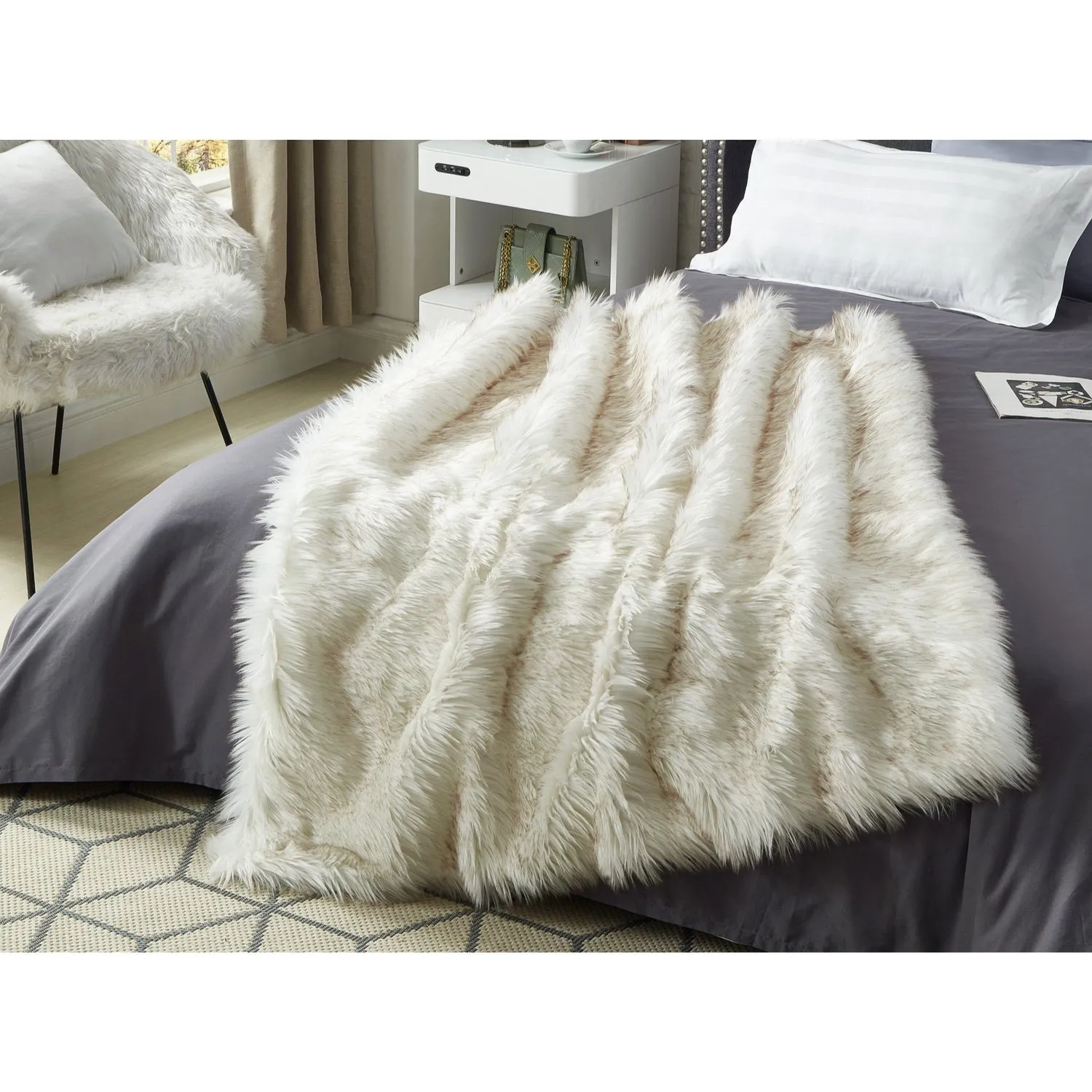 Waleed Faux Wolf Fur Throw