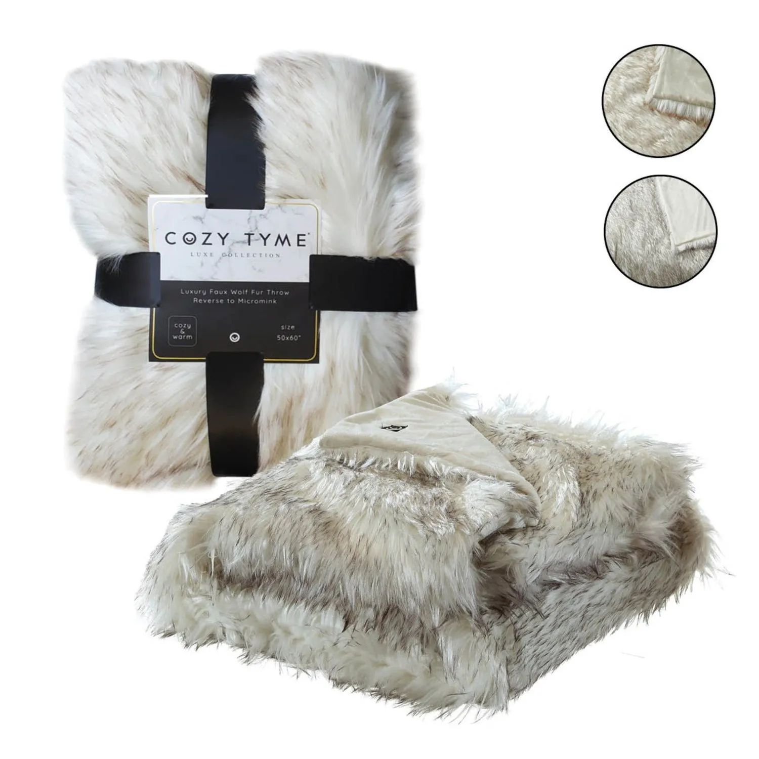 Waleed Faux Wolf Fur Throw