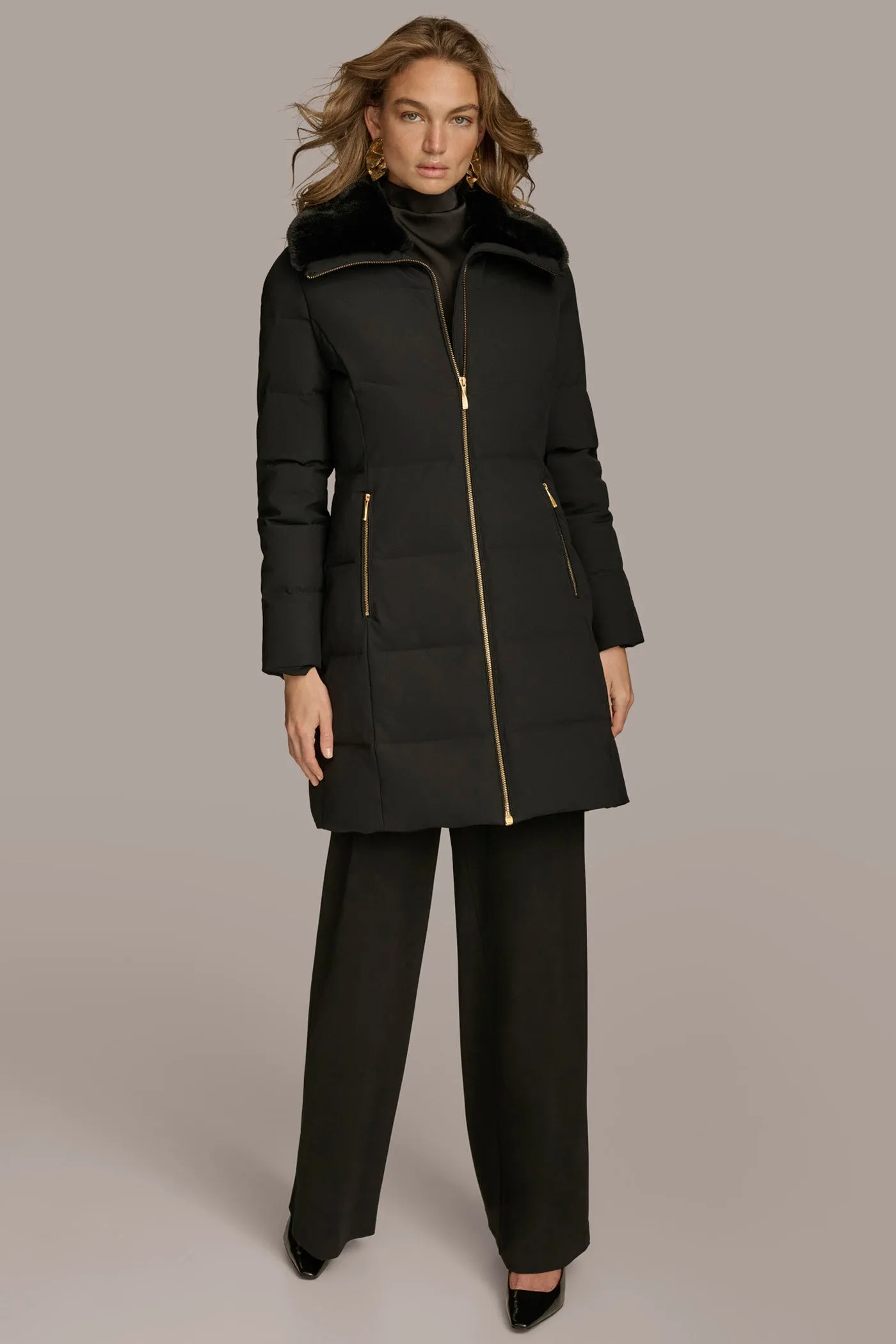 Walker Puffer Coat with Faux Fur Trim