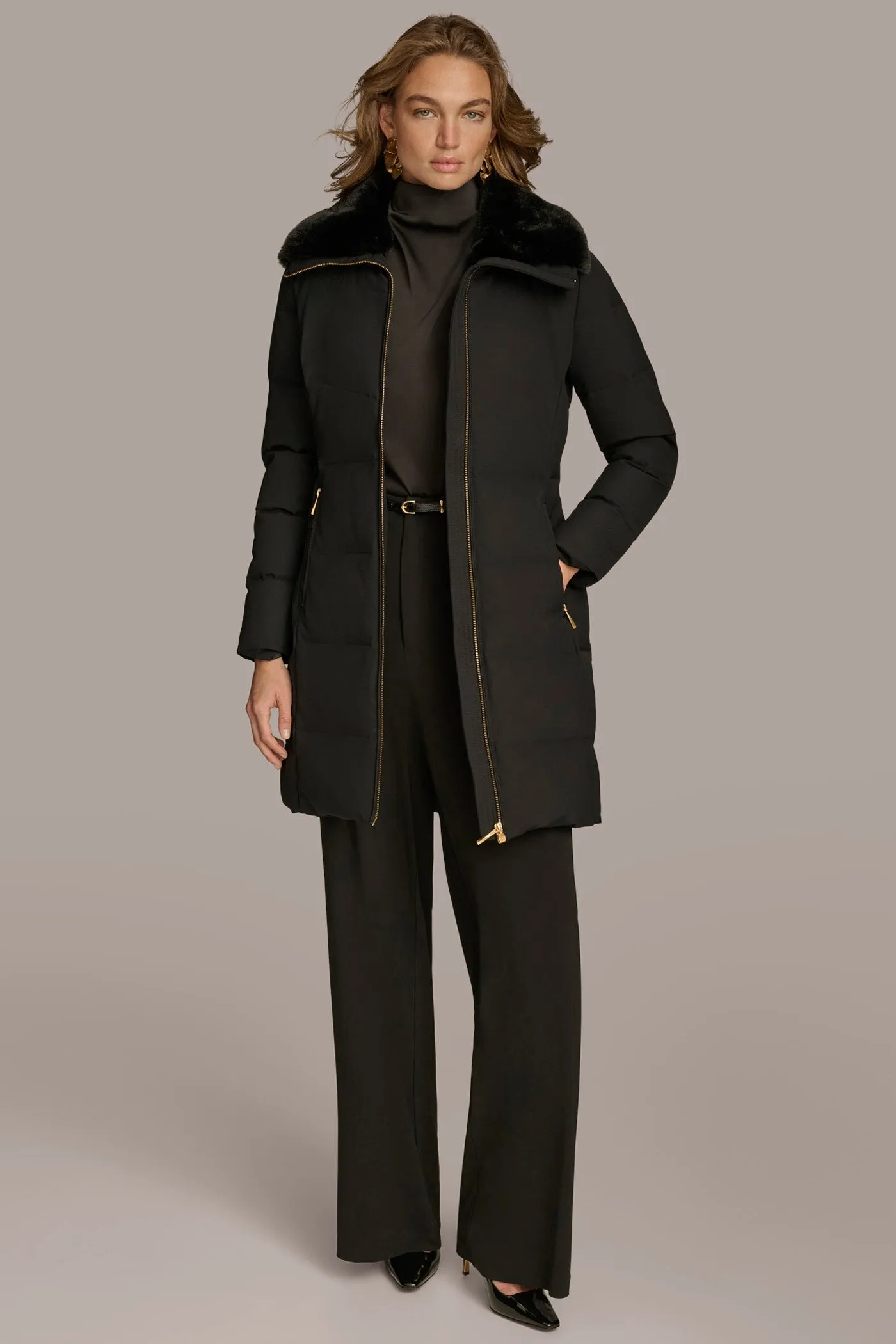 Walker Puffer Coat with Faux Fur Trim