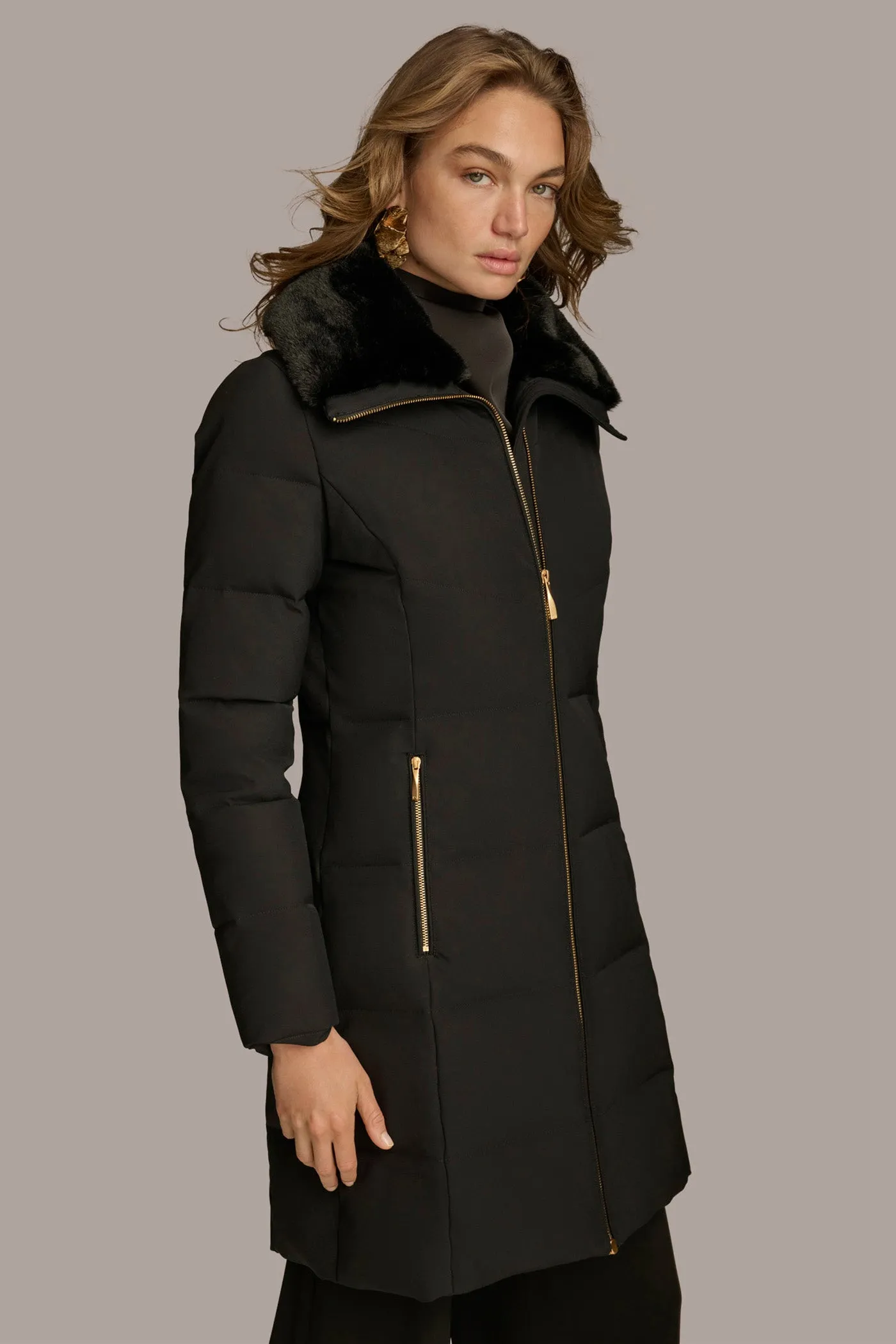 Walker Puffer Coat with Faux Fur Trim