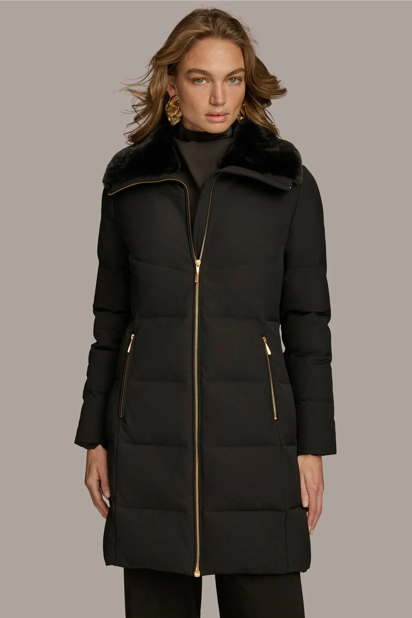 Walker Puffer Coat with Faux Fur Trim