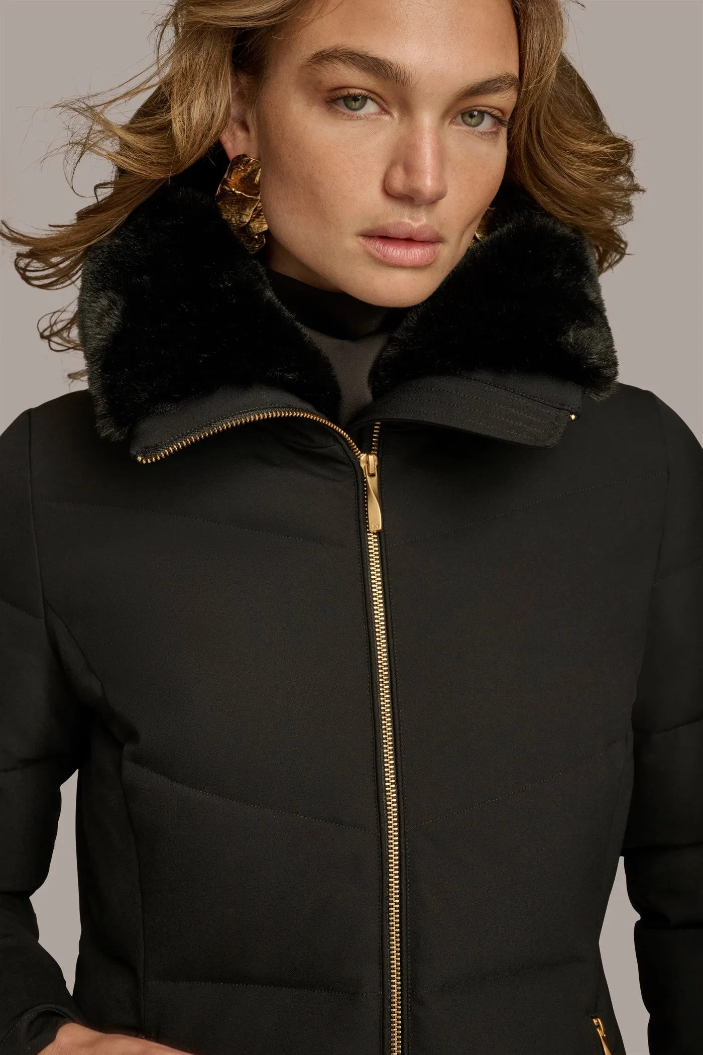 Walker Puffer Coat with Faux Fur Trim