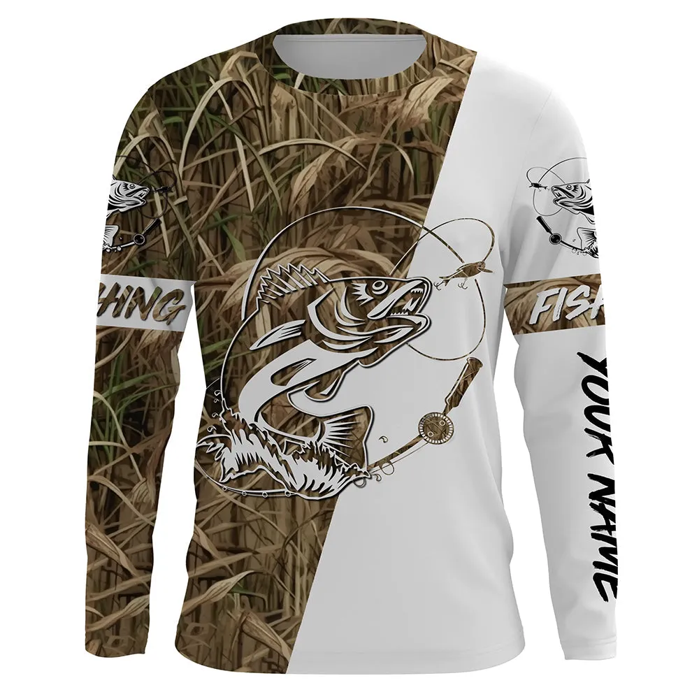 Walleye Fishing Custom Name Performance Long Sleeves Fishing Shirt