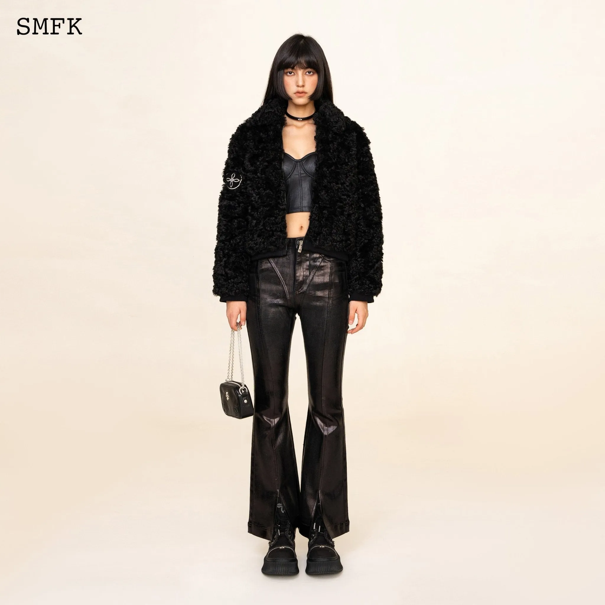 WildWorld Adventure Short Faux Fur Jacket In Black