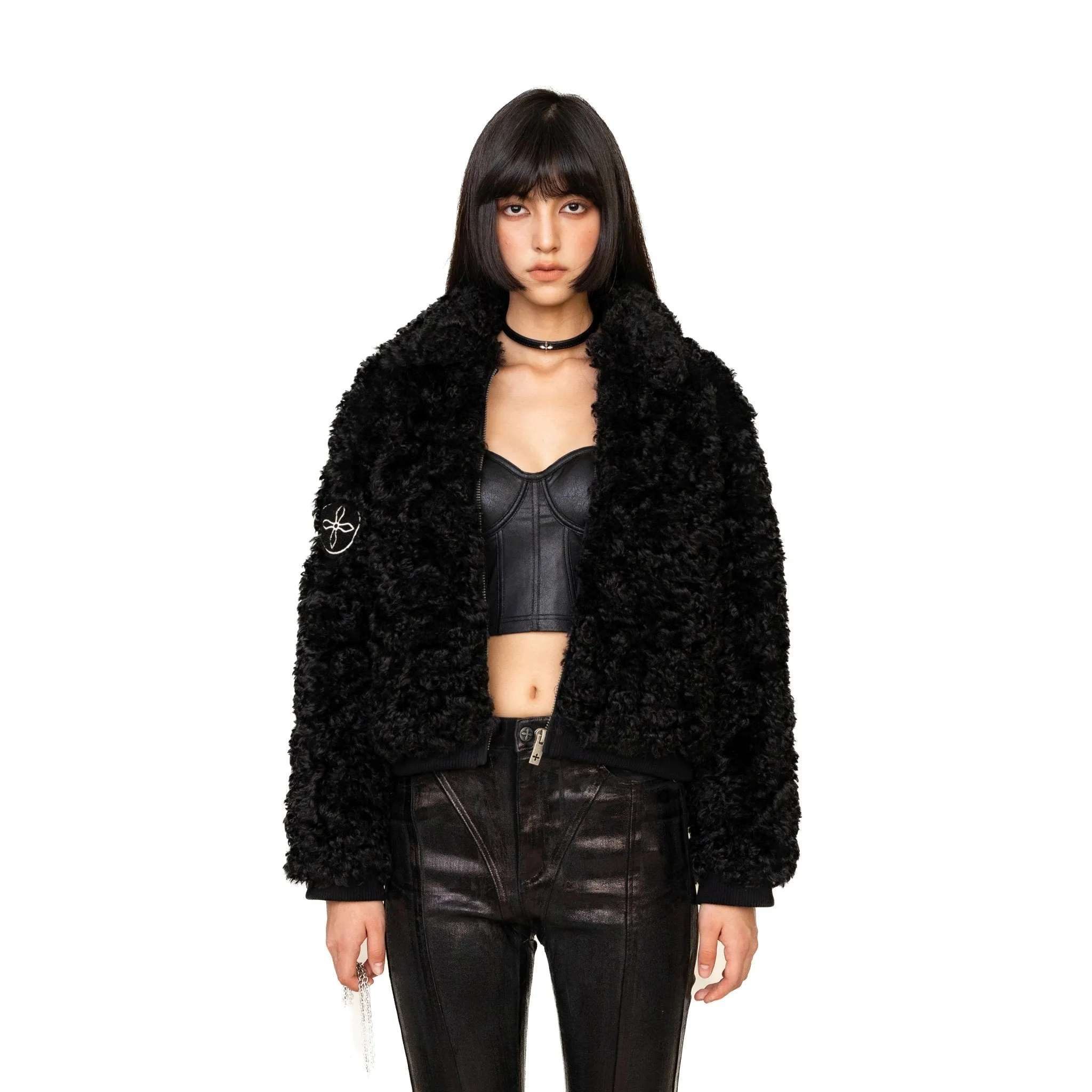 WildWorld Adventure Short Faux Fur Jacket In Black