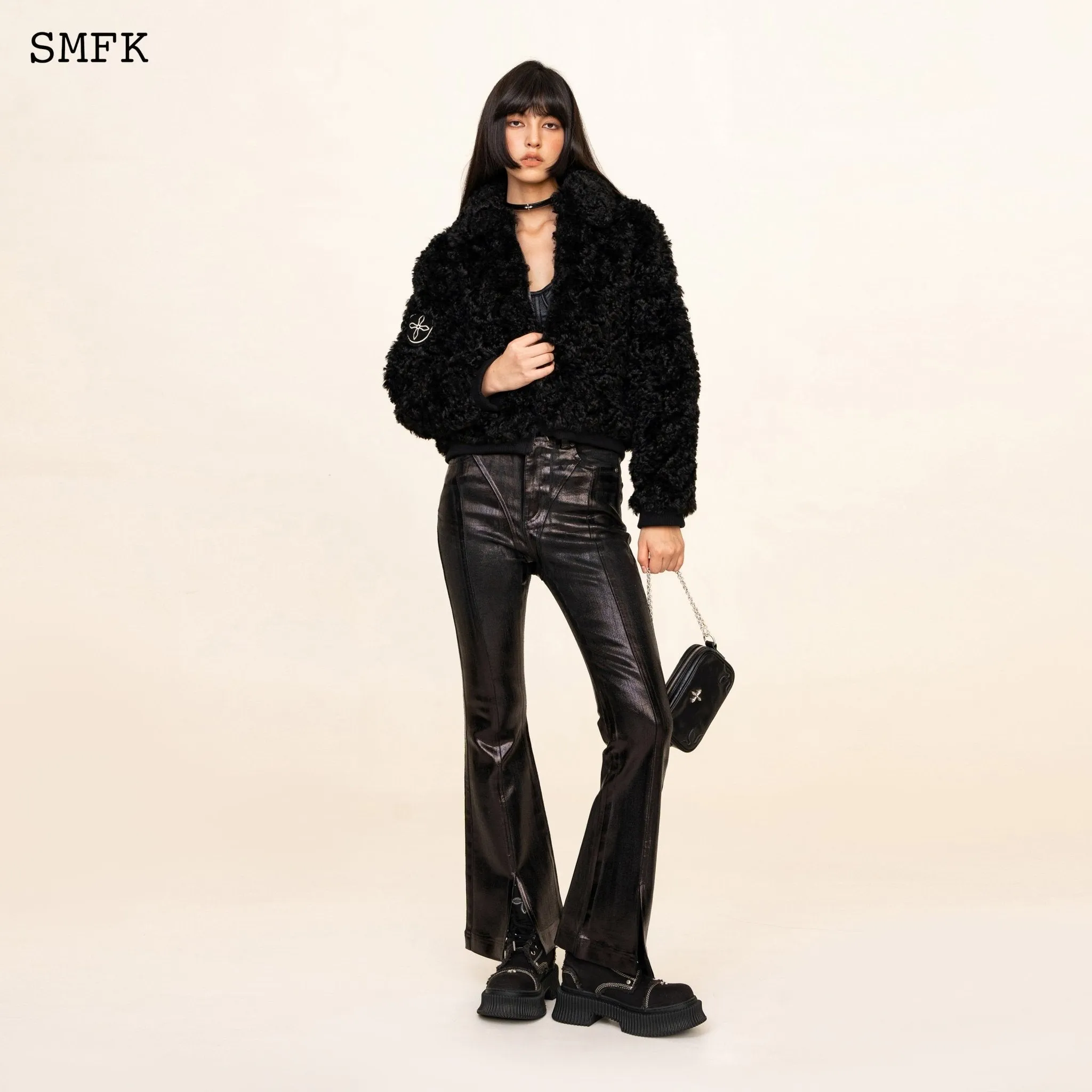 WildWorld Adventure Short Faux Fur Jacket In Black