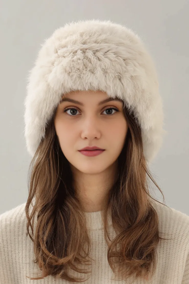 Winter Elegant Rabbit Fur Bucket Hat