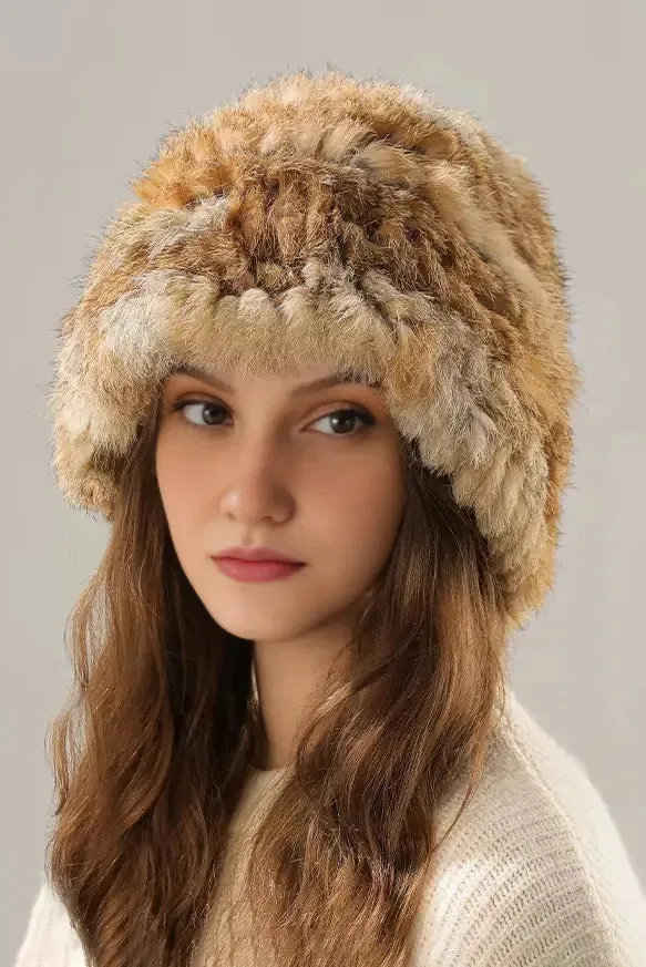 Winter Elegant Rabbit Fur Bucket Hat