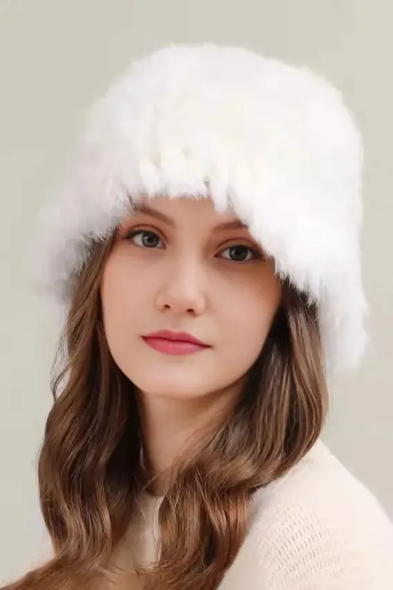 Winter Elegant Rabbit Fur Bucket Hat