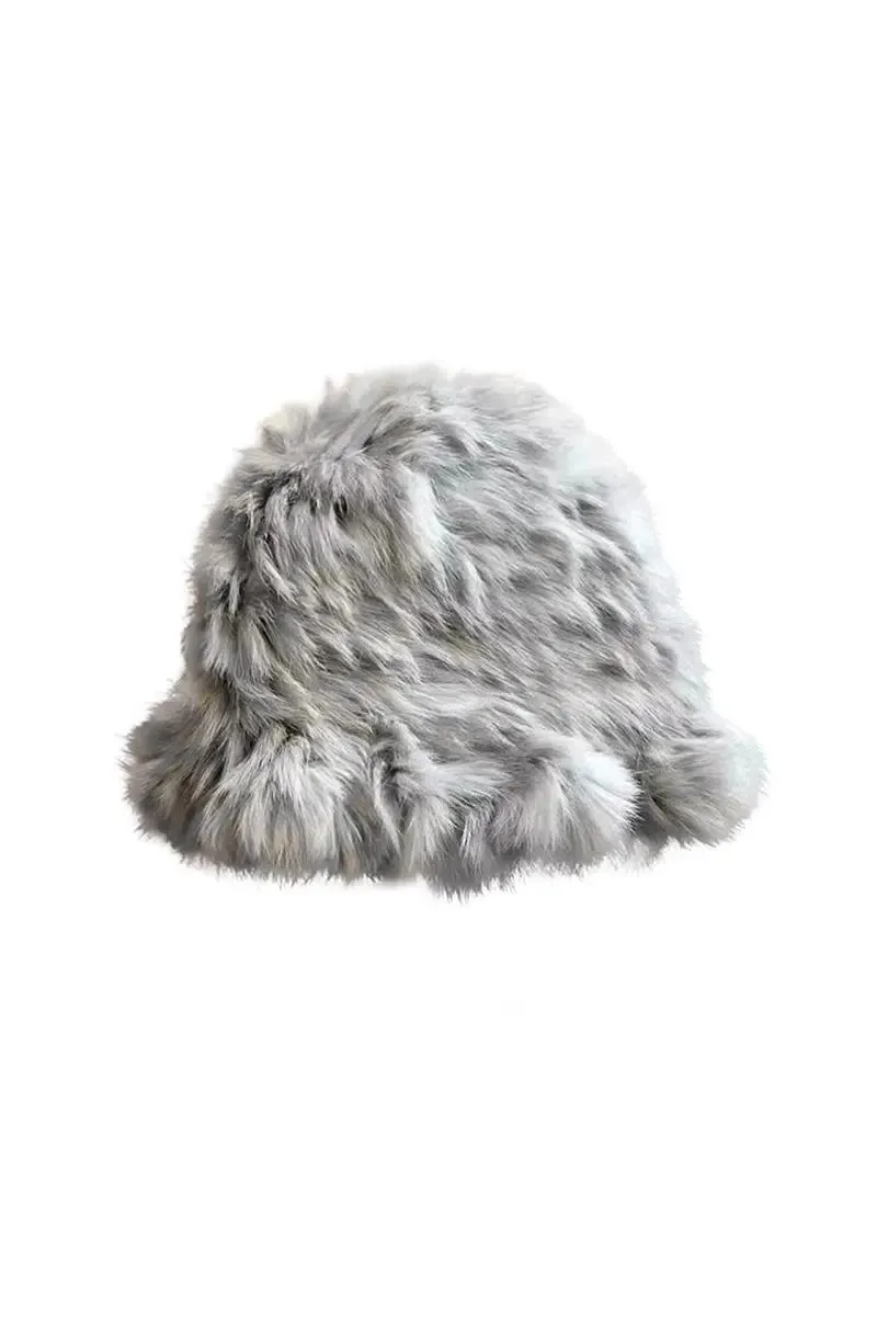 Winter Elegant Rabbit Fur Bucket Hat