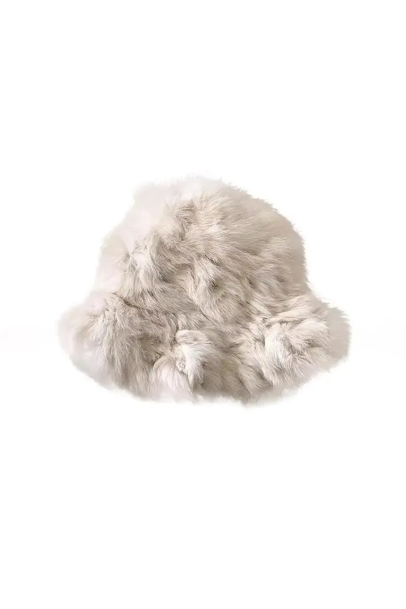 Winter Elegant Rabbit Fur Bucket Hat