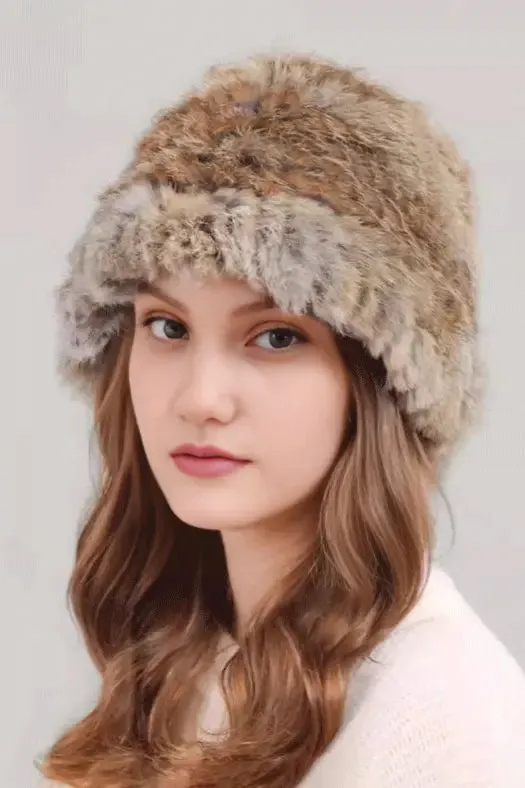 Winter Elegant Rabbit Fur Bucket Hat