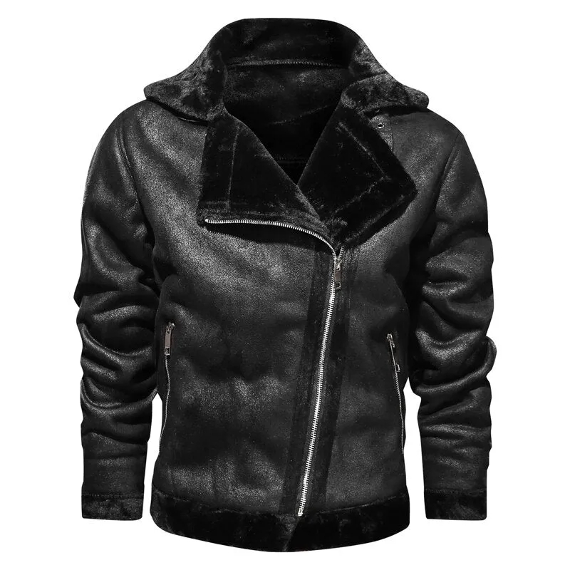 Winter Mens PU Jacket Faux Fur Collar Coats Thick Warm Men&#39;s Motorcycle Jacket 2020 New Fashion Windproof Leather Coat Male