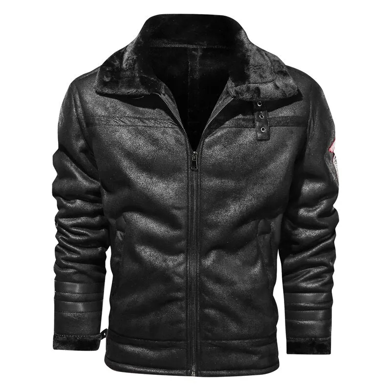 Winter Mens PU Jacket Faux Fur Collar Coats Thick Warm Men&#39;s Motorcycle Jacket 2020 New Fashion Windproof Leather Coat Male