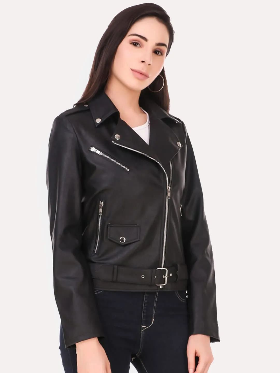 Women Black Outdoor Biker Jacket | QAWACH