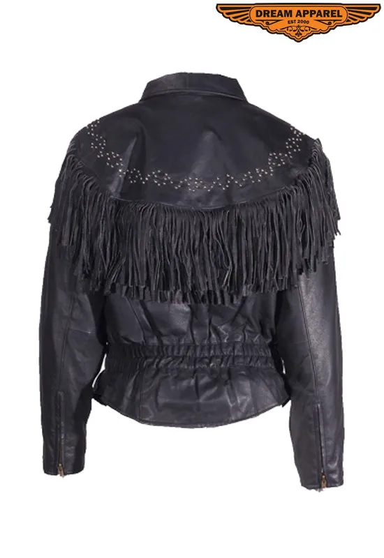 Women's Leather Jacket With Classic Collar