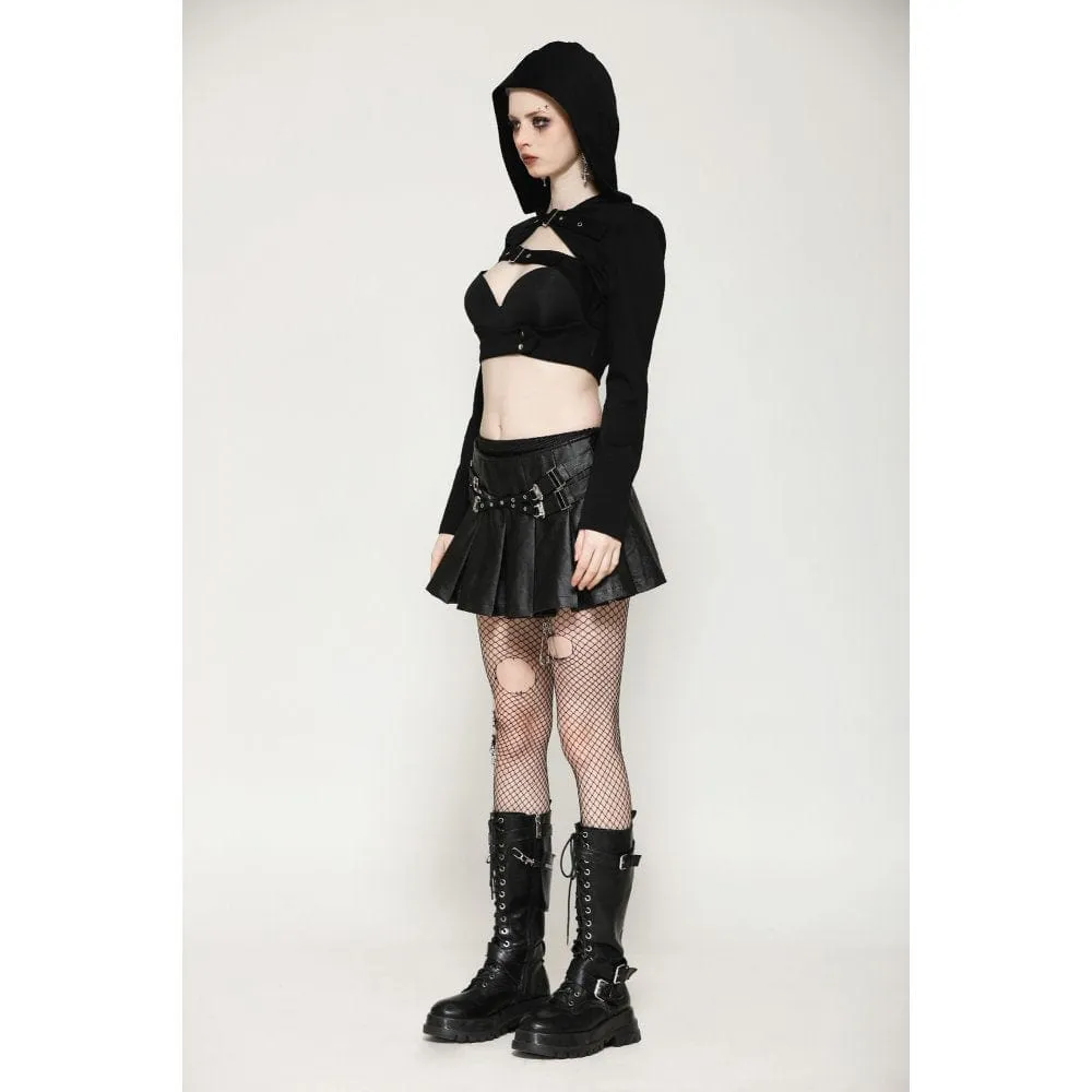 Women's Punk Buckle-up Eyelets Short Skirt