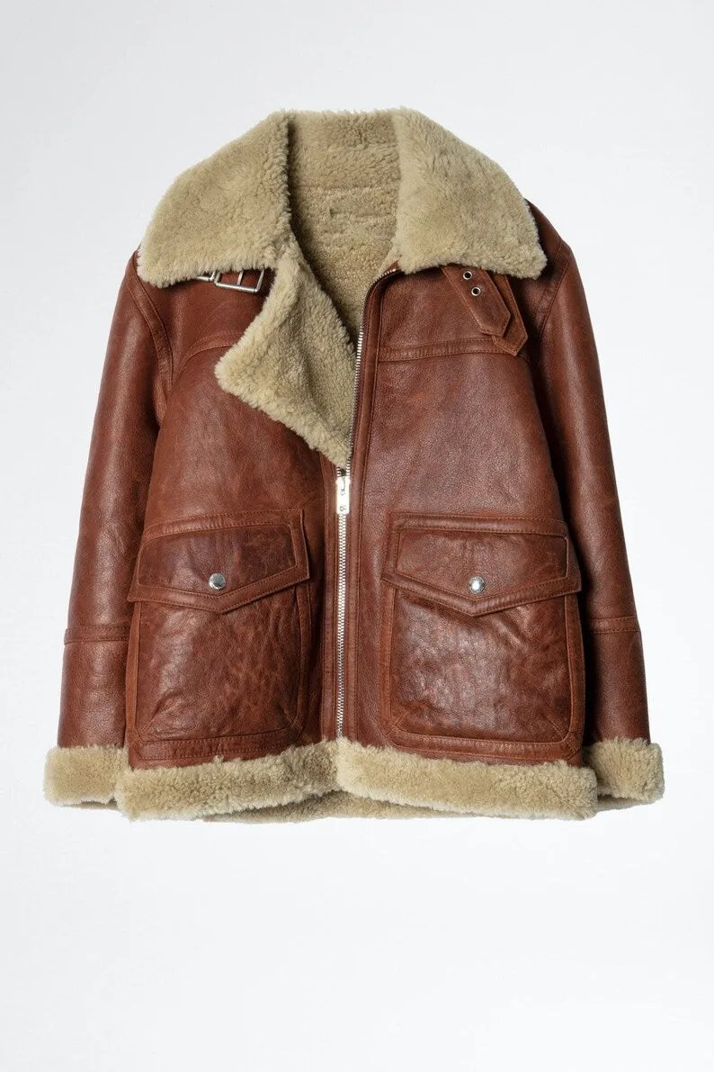 Women's Shearling Biker Leather Jacket