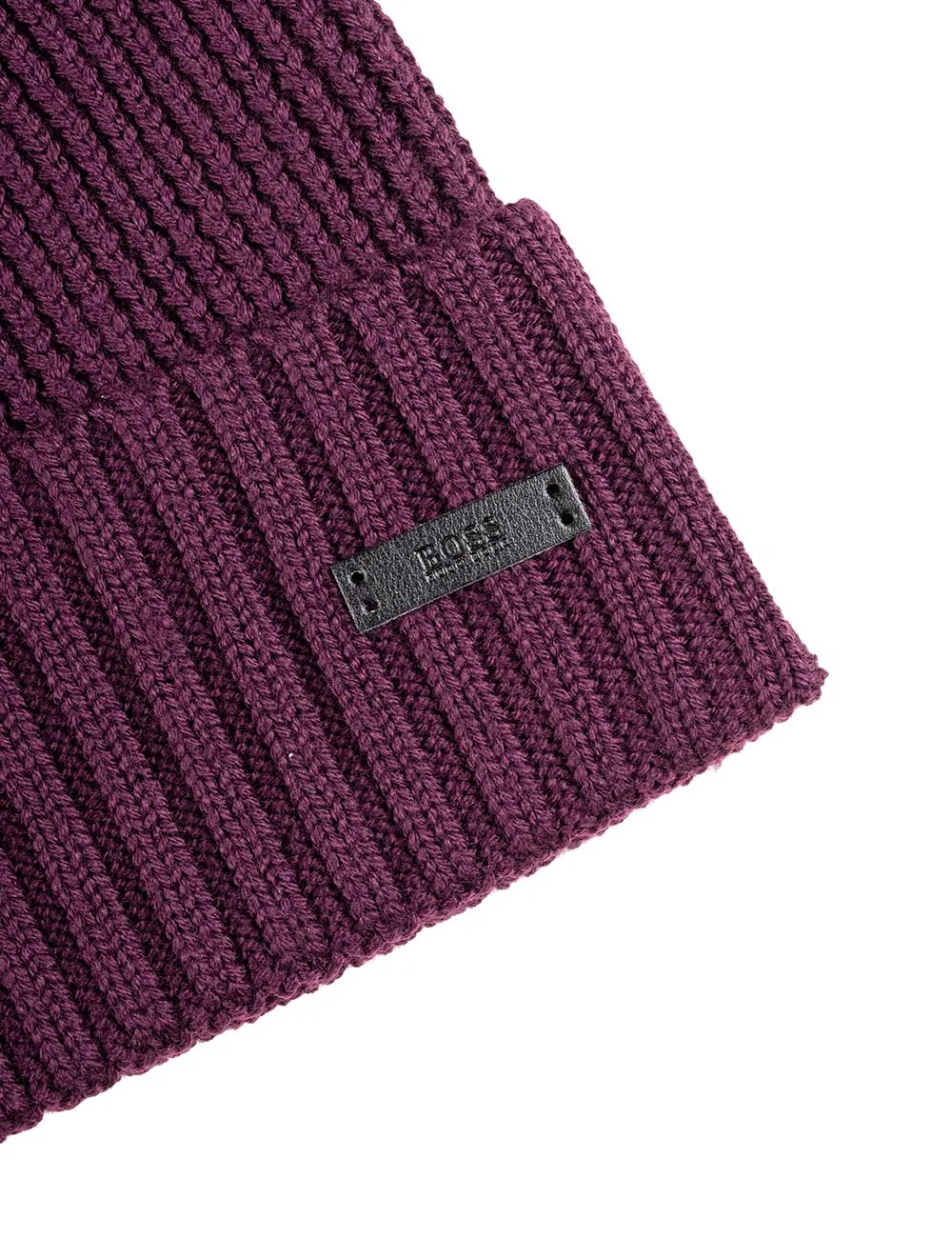 Wool Beanie with Logo Label Purple